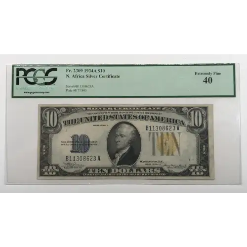 $10 1934-A yellow seal Emergency Notes Issued During WW2 2309