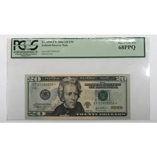 $20 2004 blue-Green seal. Small Size $20 Federal Reserve Notes 2090-F* (2)