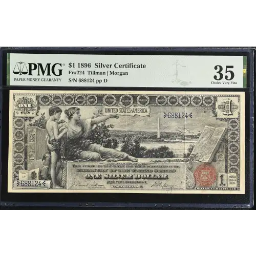 $1 1896 Small Red with rays Silver Certificates 224