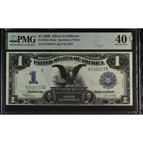 1899 $1 Silver Certificate Mule FR 236m PMG XF 40 EPQ - Old