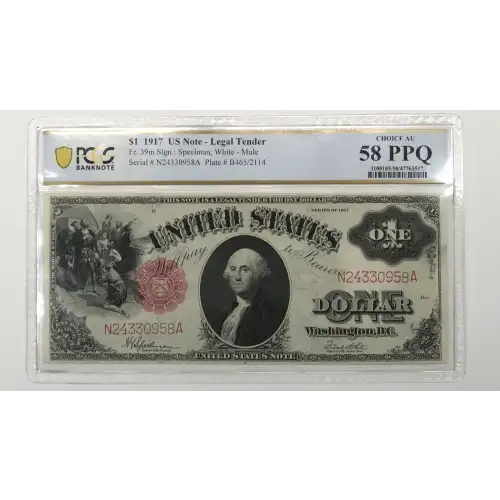 $1 1917 Small Red, scalloped Legal Tender Issues 39m
