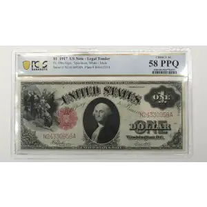 $1 1917 Small Red, scalloped Legal Tender Issues 39m