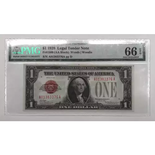 $1 1928 Red Seal Small Legal Tender Notes 1500