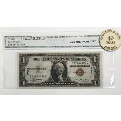 $1 1935-A brown seal Emergency Notes Issued During WW2 2300