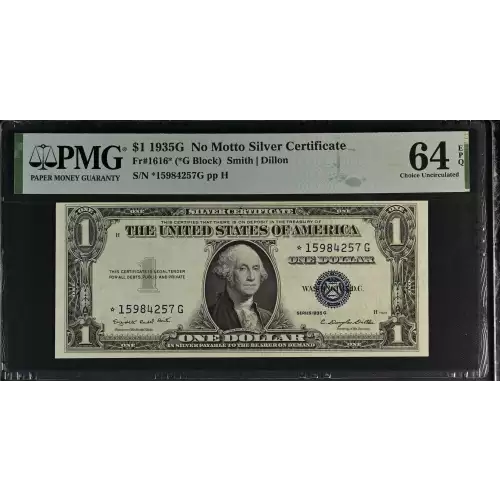 $1 1935-G blue seal. Small Silver Certificates 1616*