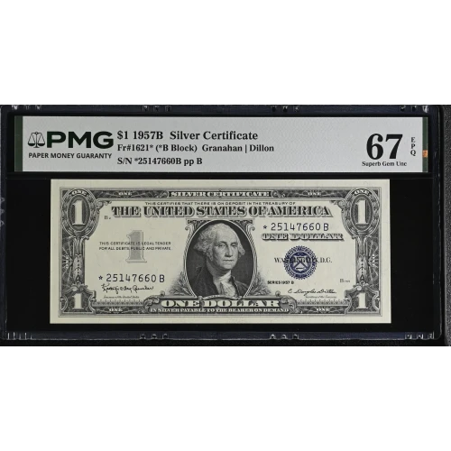 $1 1957-B blue seal. Small Silver Certificates 1621* (2)