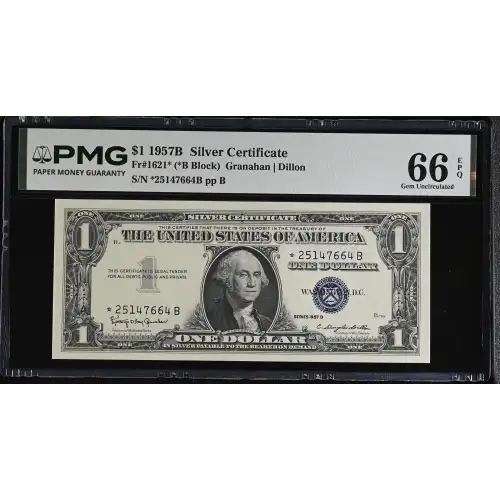 $1 1957-B blue seal. Small Silver Certificates 1621* (2)