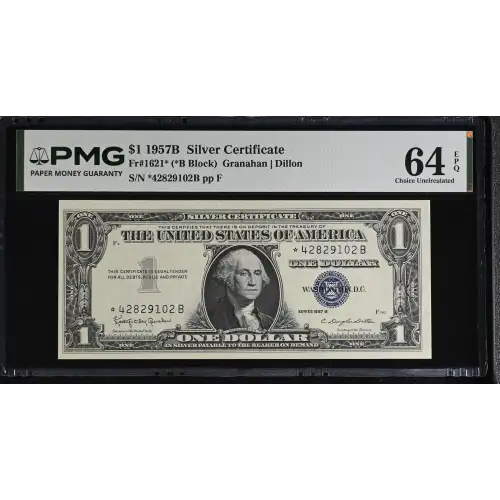 $1 1957-B blue seal. Small Silver Certificates 1621* (2)