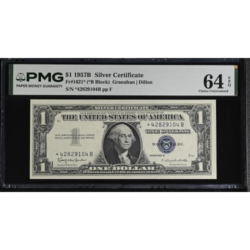 $1 1957-B blue seal. Small Silver Certificates 1621* (2)
