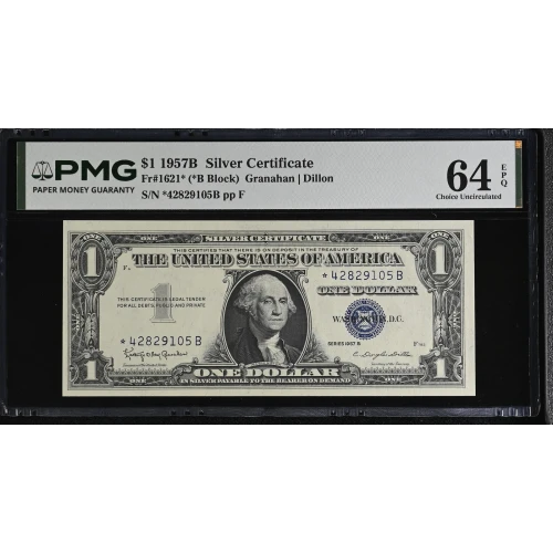 $1 1957-B blue seal. Small Silver Certificates 1621* (2)