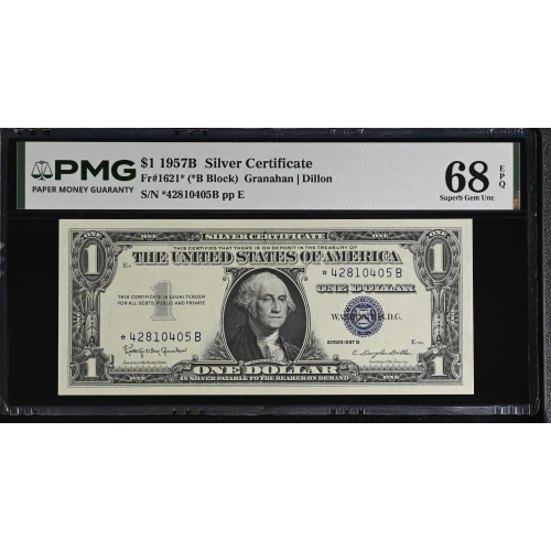 $1 1957-B blue seal. Small Silver Certificates 1621* (2)