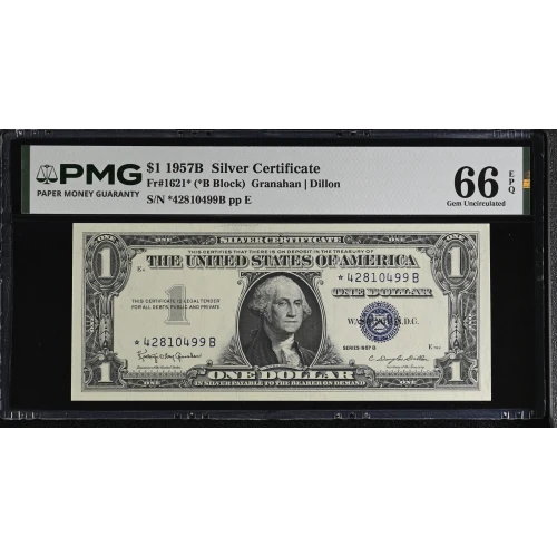 $1 1957-B blue seal. Small Silver Certificates 1621* (2)