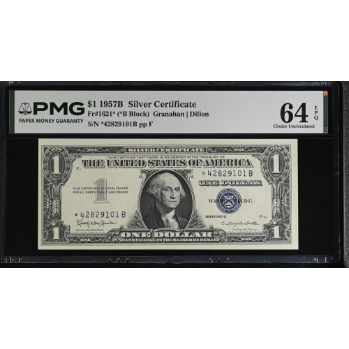 $1 1957-B blue seal. Small Silver Certificates 1621* (2)