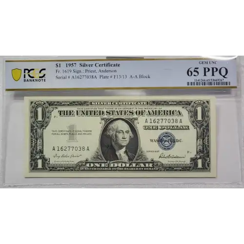 $1 1957 blue seal. Small Silver Certificates 1619