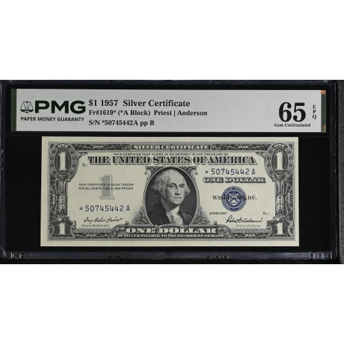$1 1957 blue seal. Small Silver Certificates 1619* (2)