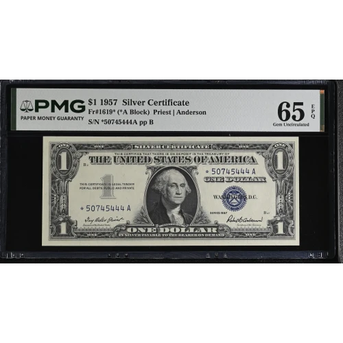 $1 1957 blue seal. Small Silver Certificates 1619* (2)