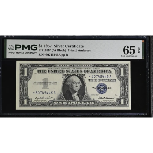 $1 1957 blue seal. Small Silver Certificates 1619* (2)
