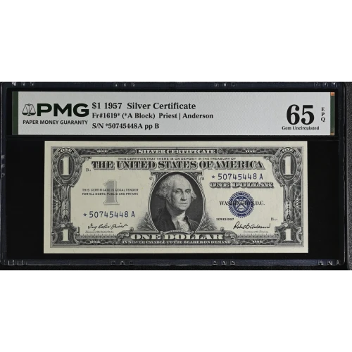 $1 1957 blue seal. Small Silver Certificates 1619* (2)