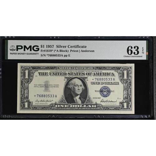 $1 1957 blue seal. Small Silver Certificates 1619* (2)
