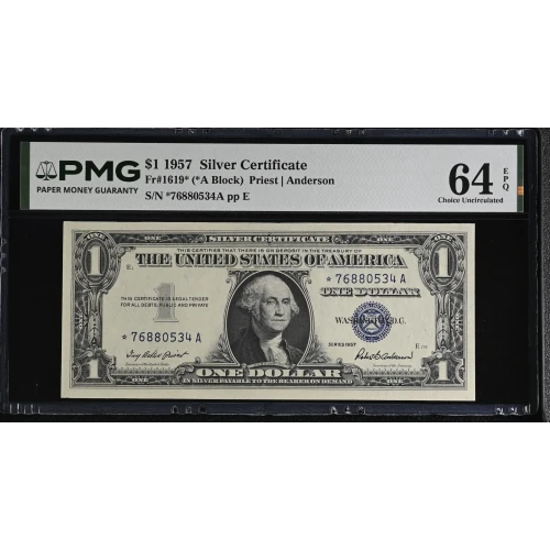 $1 1957 blue seal. Small Silver Certificates 1619* (2)