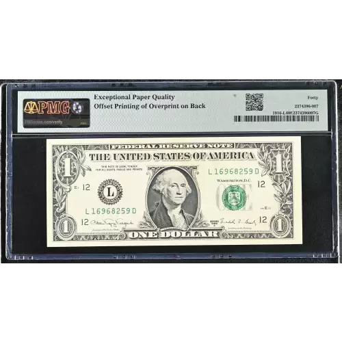$1 1988-A. Green seal. Small Size $1 Federal Reserve Notes 1916-L (2)