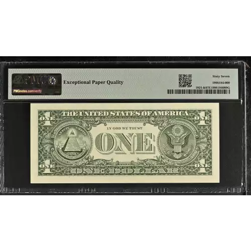 $1 1999 Green seal. Small Size $1 Federal Reserve Notes 1925-K (2)