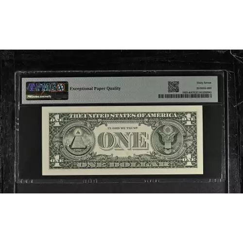 $1 1999 Green seal. Small Size $1 Federal Reserve Notes 1925-K (2)