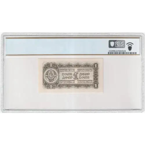 1 Dinar 1944, 1944 Issue a. Thin paper Yugoslavia 48 (3)