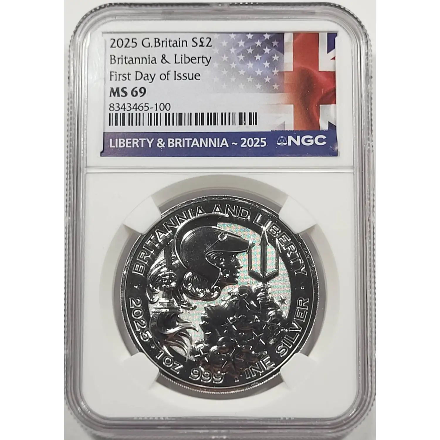 2025 1 oz Silver NGC MS-69 Great Britain 2 Pounds Britannia
