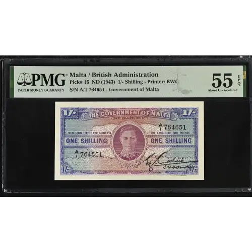1 Shilling ND (1943), 1940-1943 Issue  Malta 16