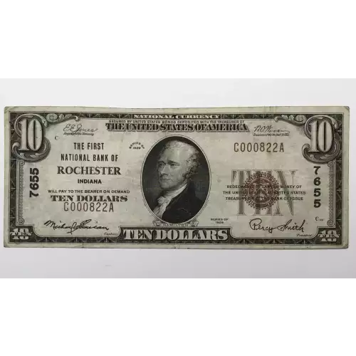 $10 1929 small brown seal. Small National Bank Notes 1801-1