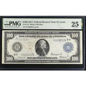 $100 1914 Blue Seal Federal Reserve Notes 1112