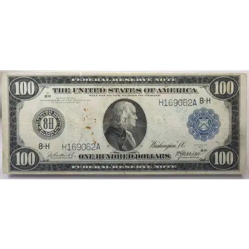 $100 1914 Blue Seal Federal Reserve Notes 1112 (2)