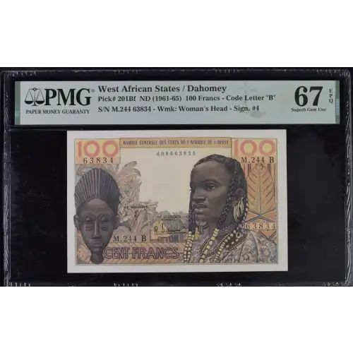 100 Francs 1961-65; ND, 1959-1965; ND Issue f. Signature 4. ND West African States 201B (2)