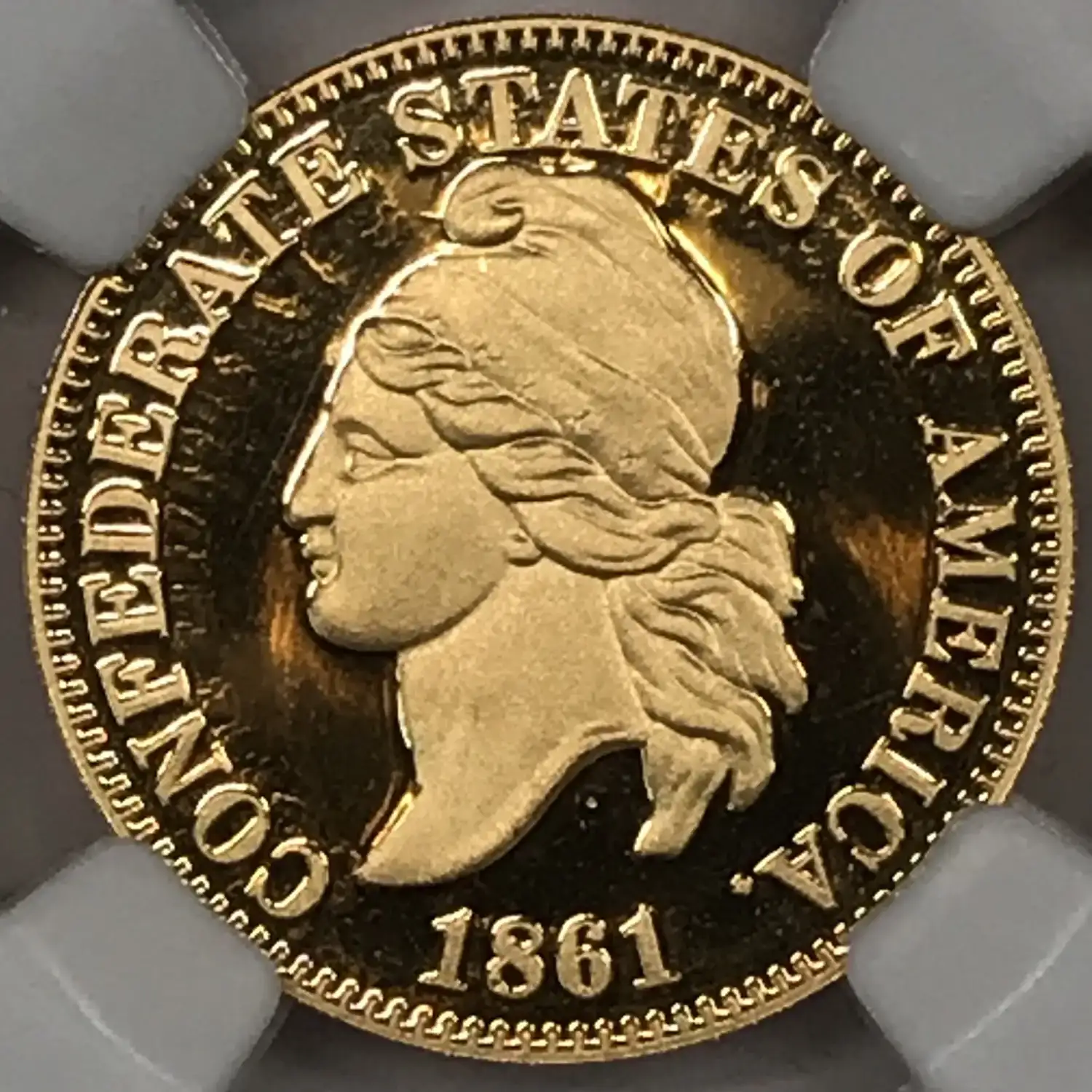 1861 1/4 oz Gold NGC Gem Proof Gold Confederate Cent Smithsonian