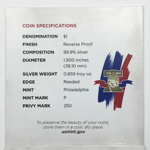 1776-2026-P Reverse Proof Peace Silver Dollar w US Mint OGP Box COA - 250 Privy (4)