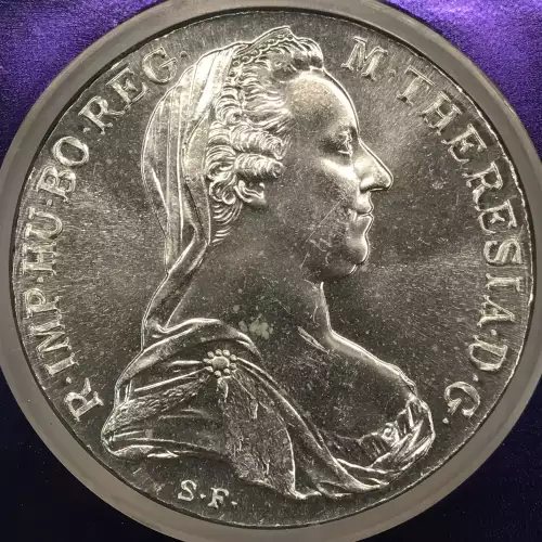 1780-Dated Maria Theresa Austria Silver Thaler Modern Restrike NGC MS-64 - TraderBea label & core (5)