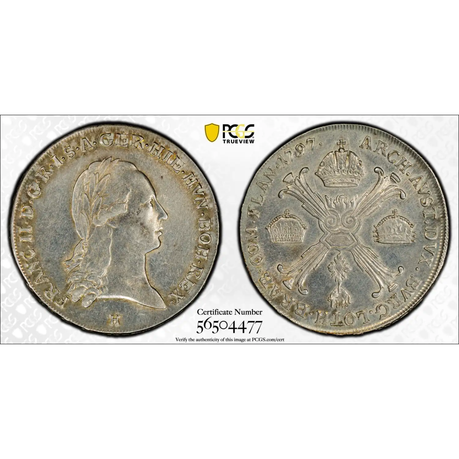 1797-H AUSTRIAN NETHERLANDS Silver KRONENTHALER PCGS Genuine - AU