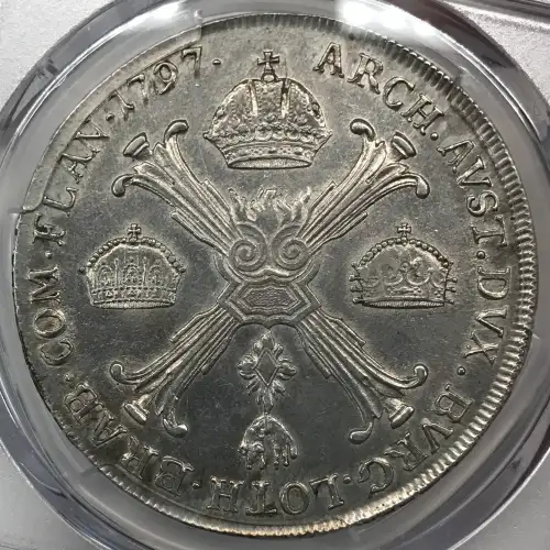 激レア DENIED／TOGETHER AS NONE 1797-H AUSTRIAN NETHERLANDS Silver KRONENTHALER PCGS Genuine - AU