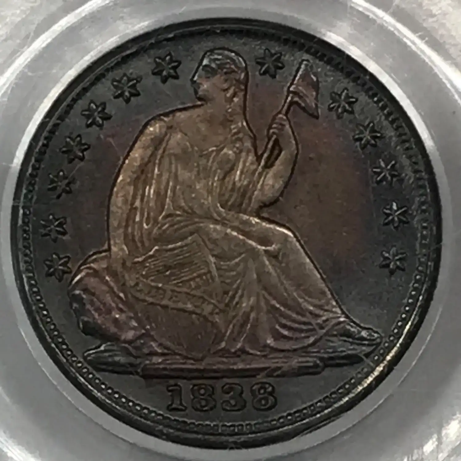 1838 Seated Liberty Half Dime PCGS MS-64 No Drapery, Large Stars CAC ...