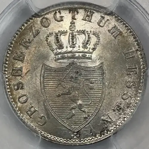 1838 Hess-Darm German States Silver 6 Kreuzer PCGS MS-63 (3)