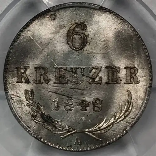 1848-A Austria Silver 6 KREUZER PCGS MS-63     (2)