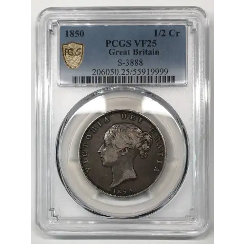 1850 Great Britain Silver 1/2 Crown PCGS VF-25 (2)