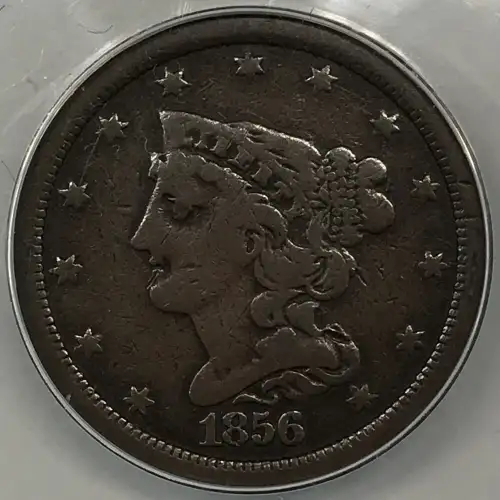 1856 P Braided Hair Half Cent ANACS F-12 Details (rim damage) - C-1 (2)