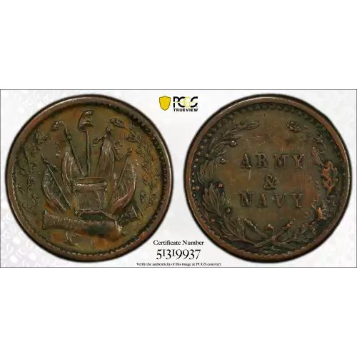 (1861-65) Token F-299/350a, Army & Navy Patriotic, BN (2)