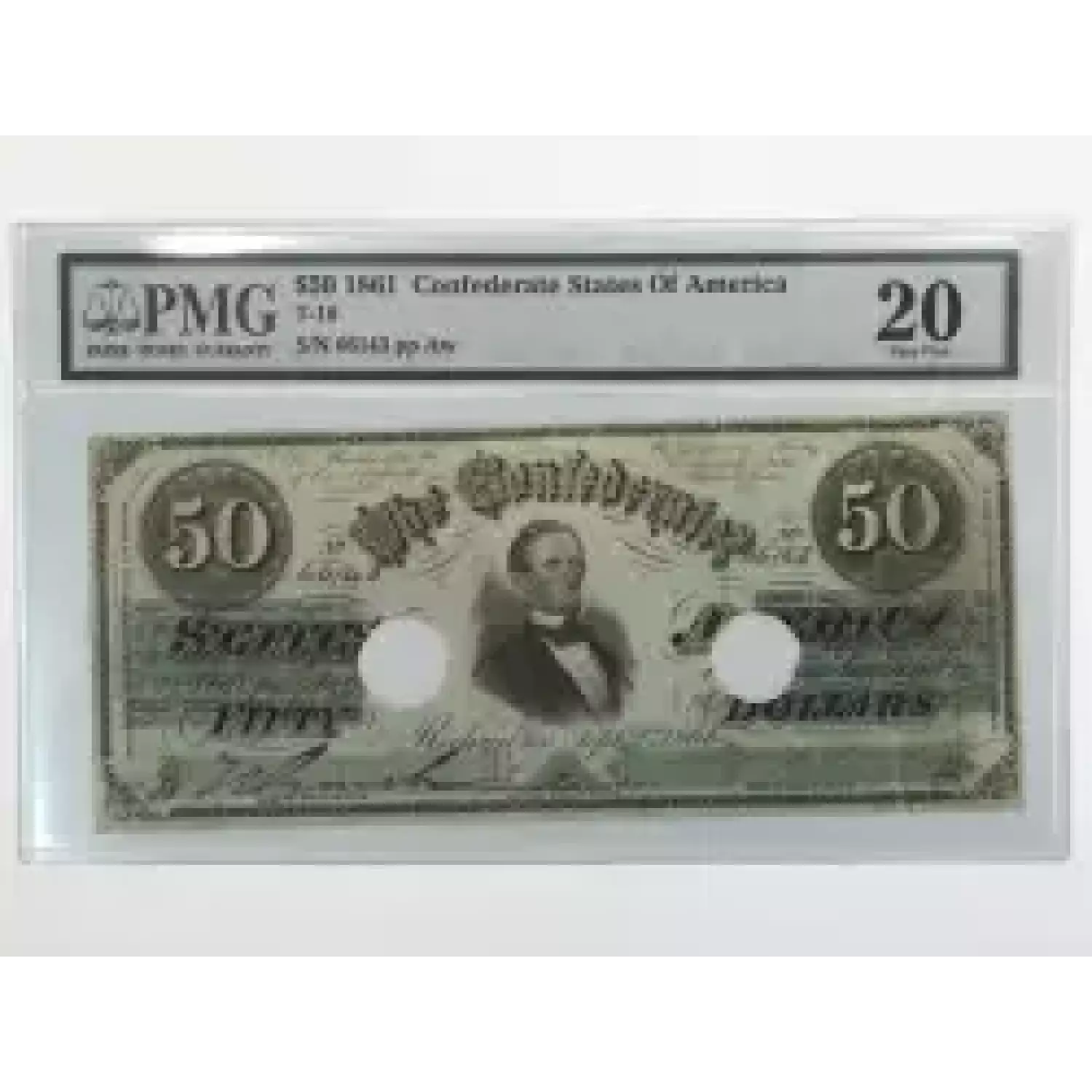 1861 Confederate States $50 T-16 PMG Very Fine 20