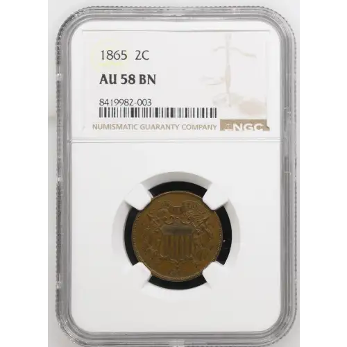 1865 P Two-Cent Piece (2c) NGC AU-58 BN (2)