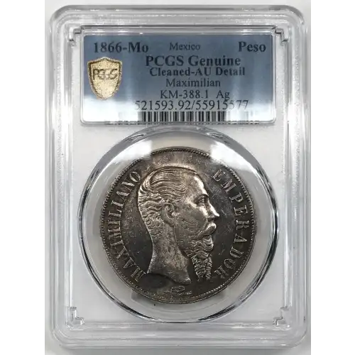 1866-Mo Peso Maximilian KM-388.1  Ag (2)