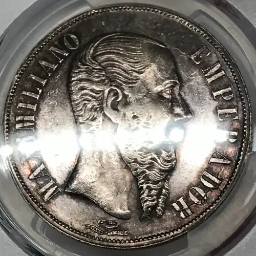 1866-Mo Peso Maximilian KM-388.1  Ag (4)