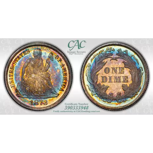 1873 No Arrows 10c Closed 3 (Proof)